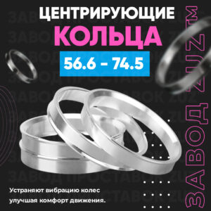 Центровочные кольца для дисков 56.6 - 74.5 (алюминиевые) 4шт. переходные центрирующие проставочные супинаторы на ступицу