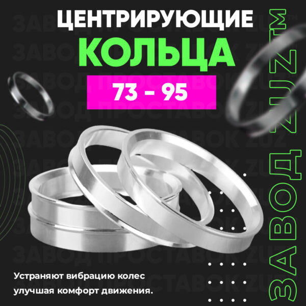 Центровочные кольца для дисков 73 - 95 (алюминиевые) 4шт. переходные центрирующие проставочные супинаторы на ступицу